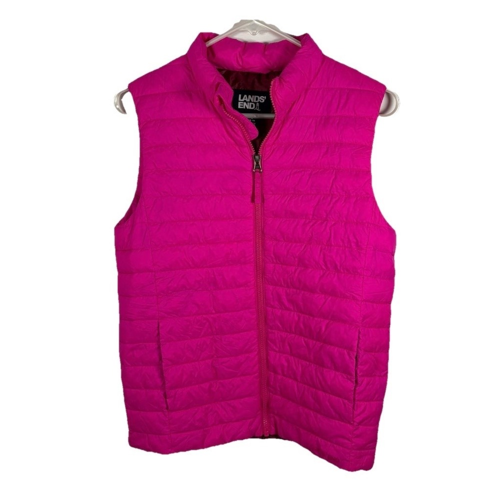 Lands End PrimaLoft Puffer‎ Vest Hot Pink Lightweight Girls Sz L 14-16 Hiking
